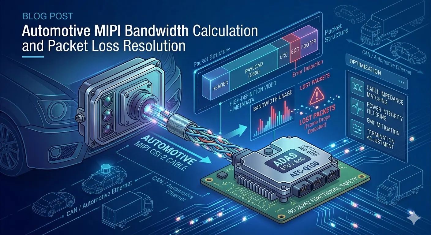 차량용 카메라 모듈을 위한 MIPI 대역폭 계산 및 패킷 로스 개념도